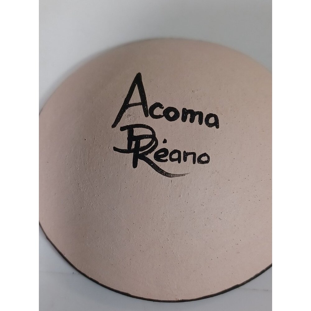 Signed Acoma Pottery Bowl By Dean Reano 2.5" Off-White & Black Cross Native Amer - Picture 5 of 5